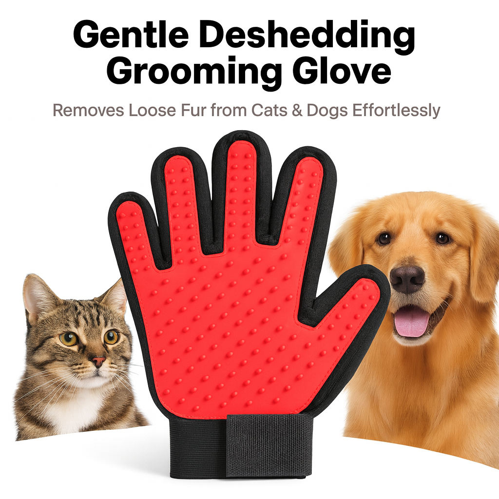 Soft Pet Grooming Glove for Cats & Dogs – Easy Hair Removal & Deshedding Mitt