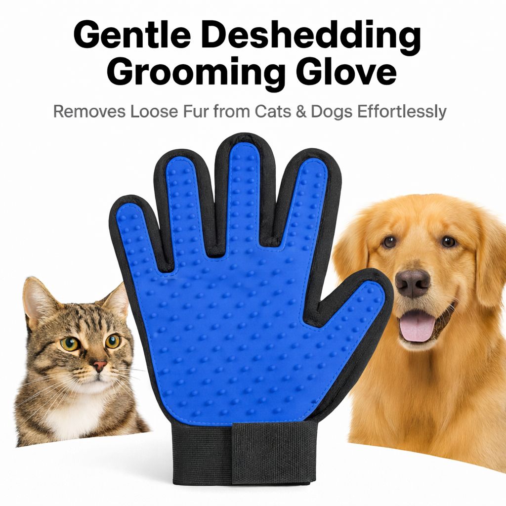 Soft Pet Grooming Glove for Cats & Dogs – Easy Hair Removal & Deshedding Mitt